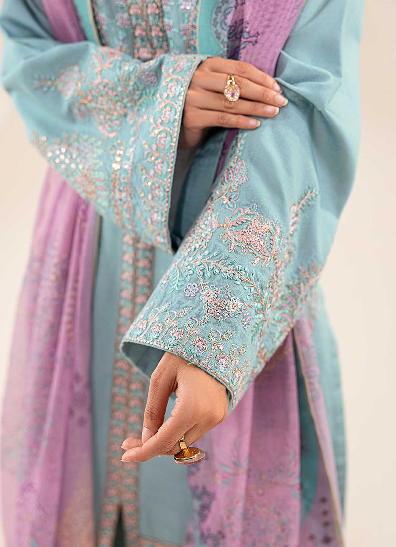 Blue Lawn Embroidered Suit Set
