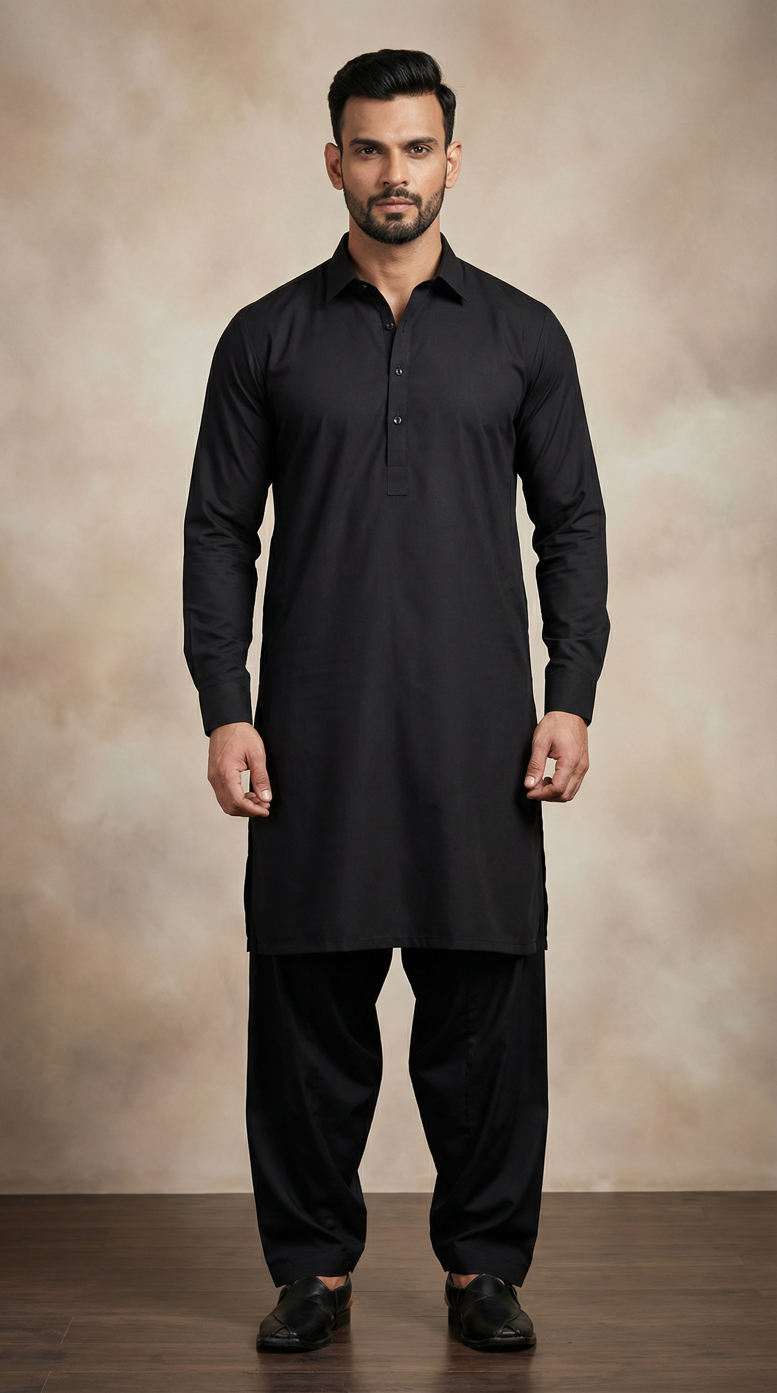 Men's Black Pathani Shalwar Kameez