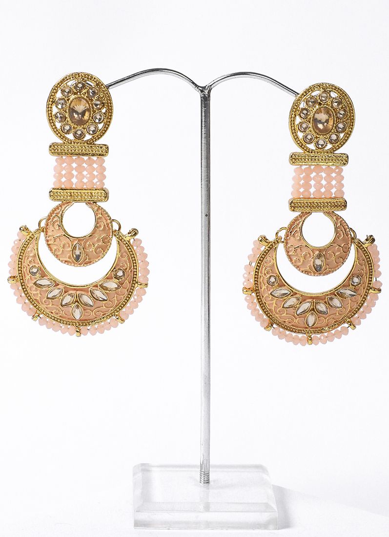 Buy Peach detailed earrings