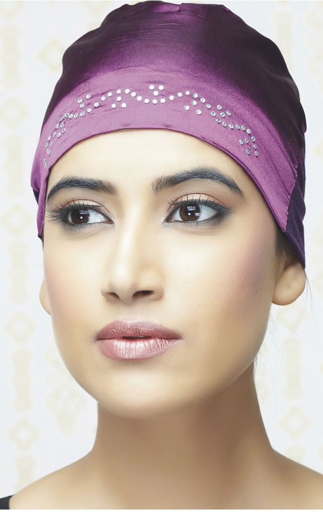 Purple Sequin Hijab Cap