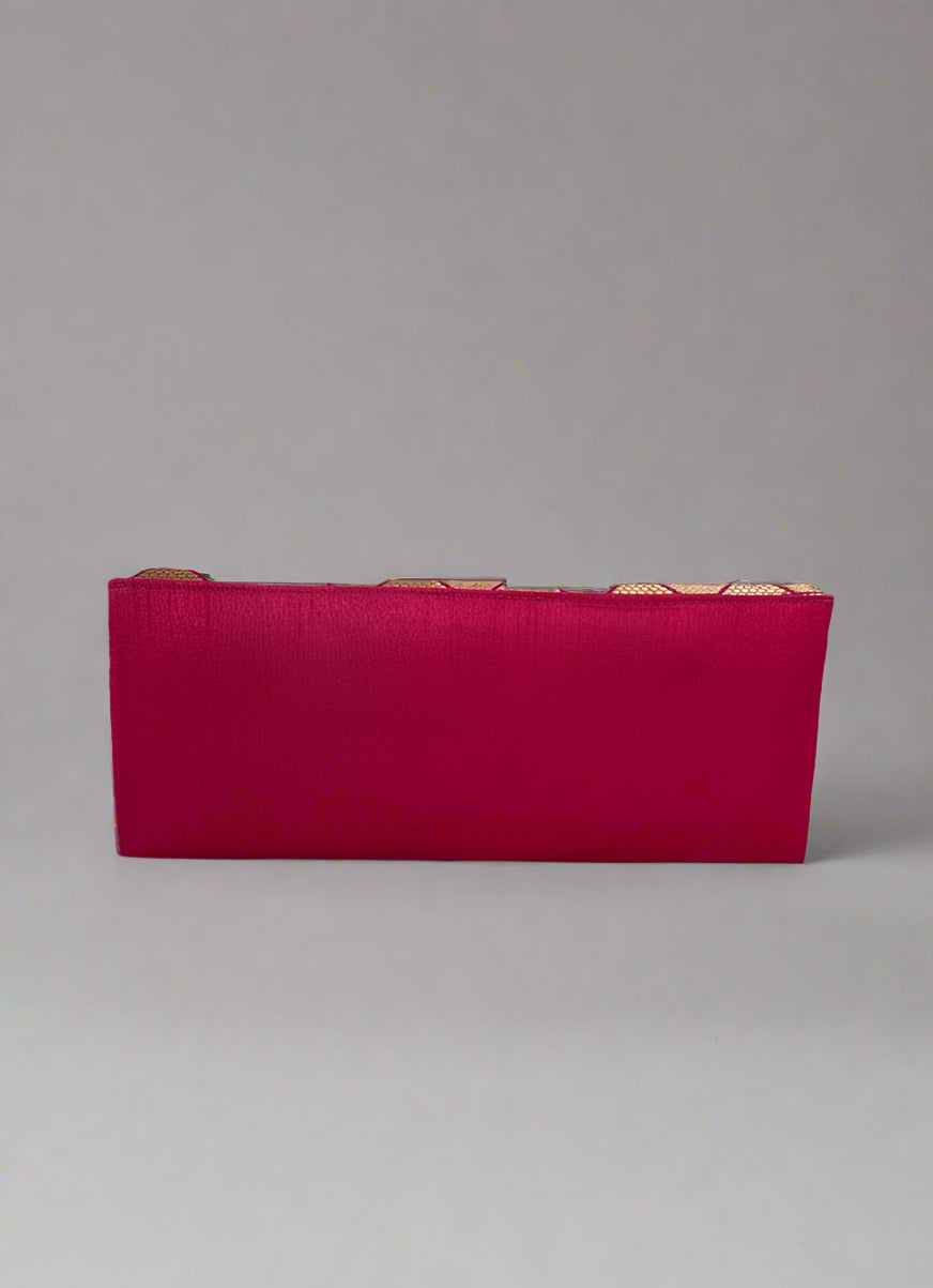 Pink Brocade Envelope Clutch