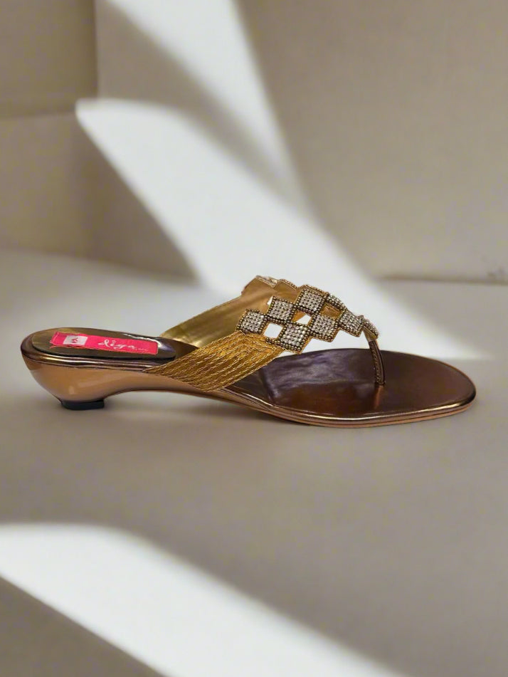 Gold Diamonte Ladies Chappal