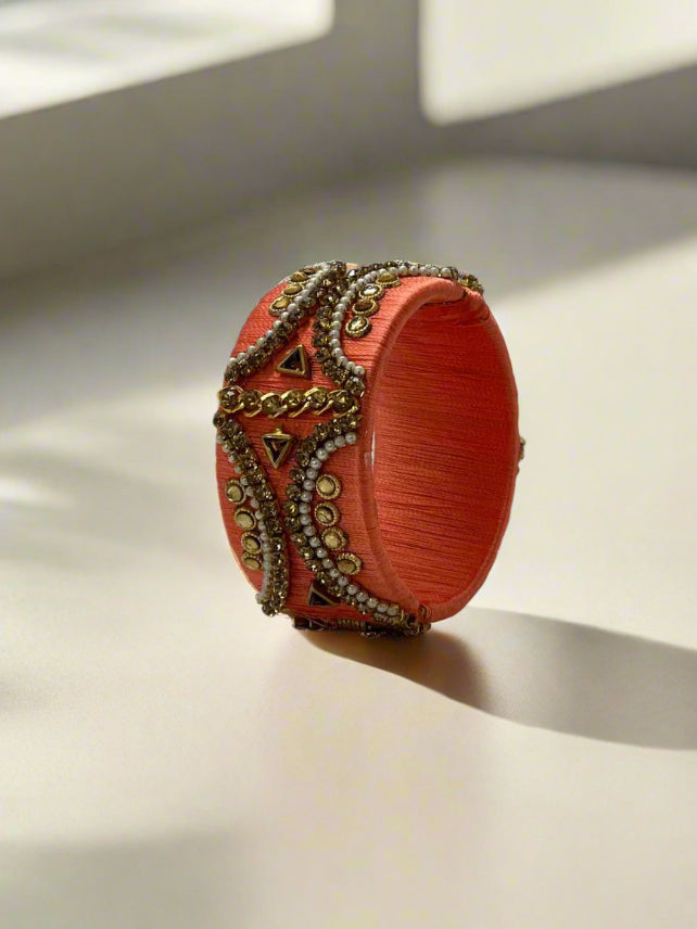 Peach Intricate Embellished Cuff
