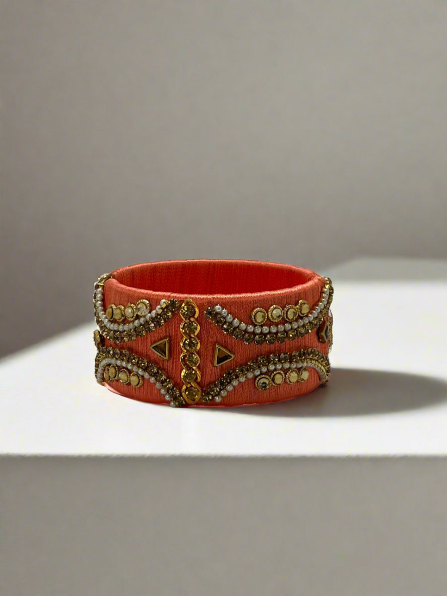 Peach Intricate Embellished Cuff