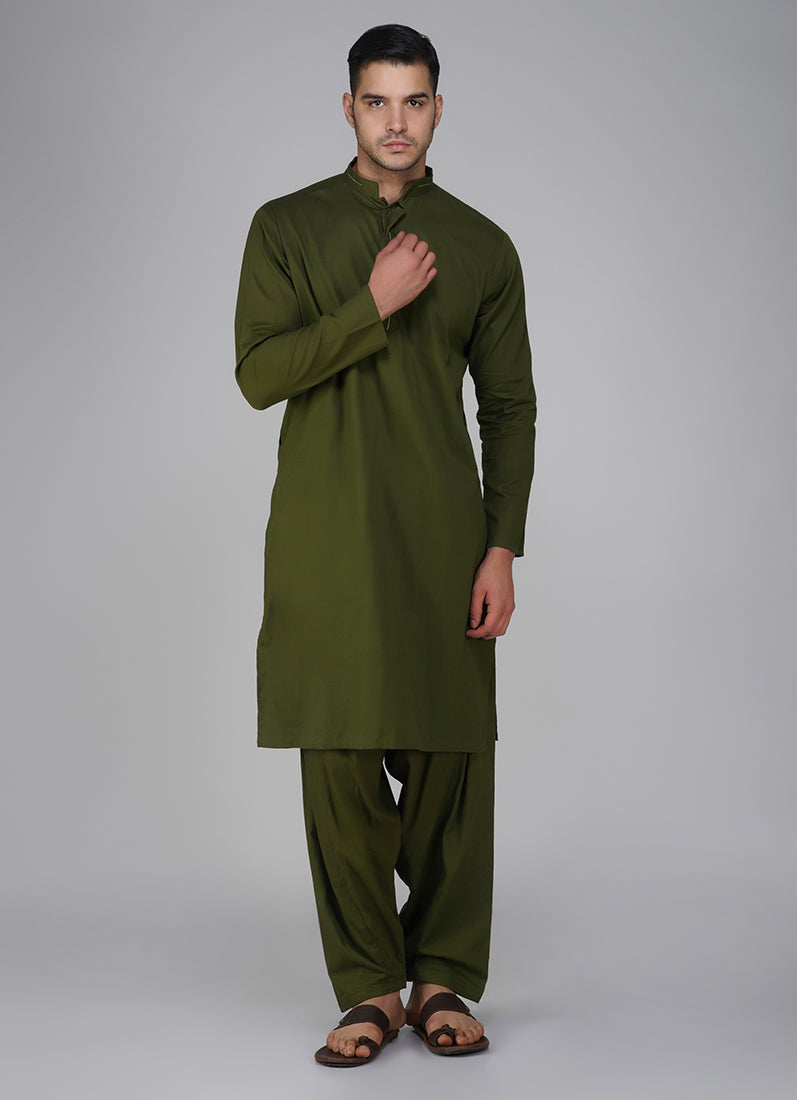 Green Cotton Kurta Salwar Set