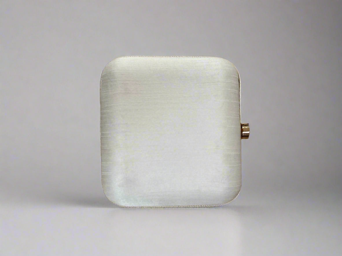 Beaded Octagon Box Clutch-Cream