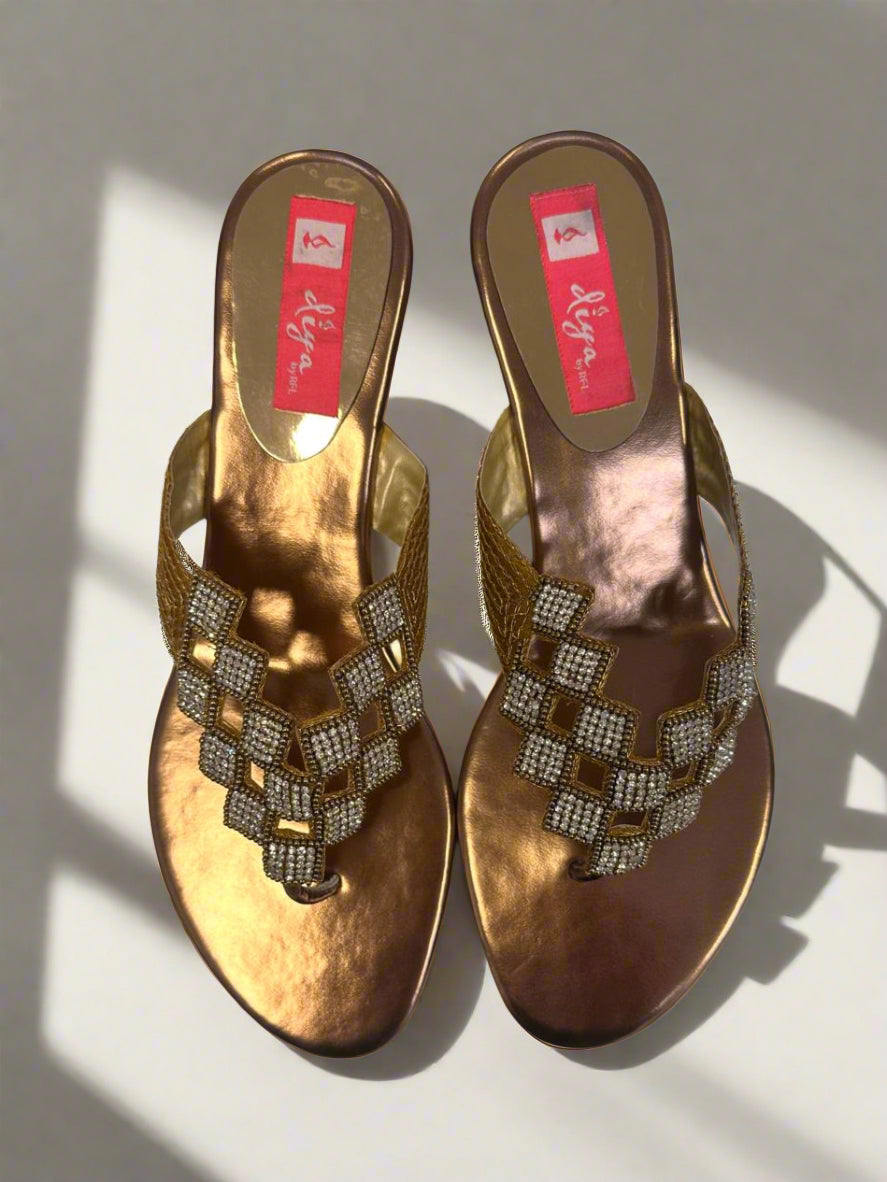 Gold Diamonte Ladies Chappal