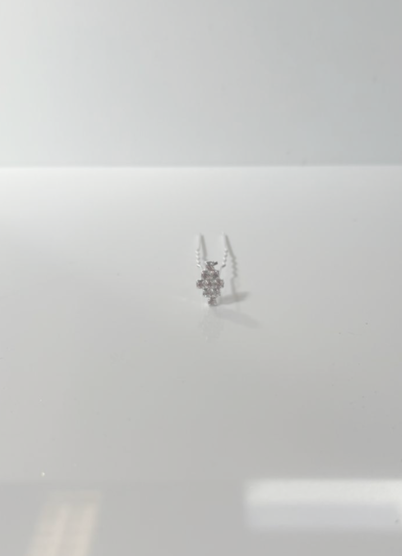 Silver Rhombus Diamante Bun Pins