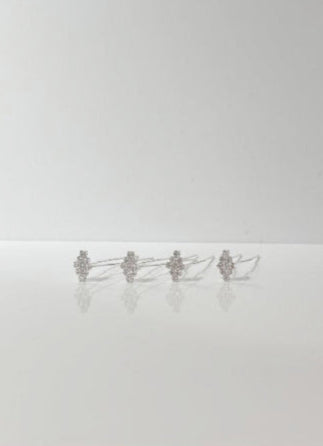 Silver Rhombus Diamante Bun Pins