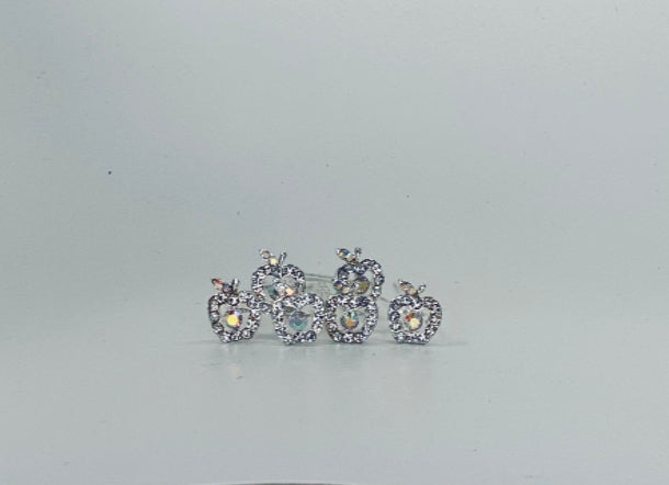 Diamante Apple Design Bun Pins