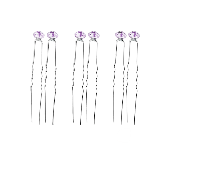 Lilac Diamonte Bun Pins