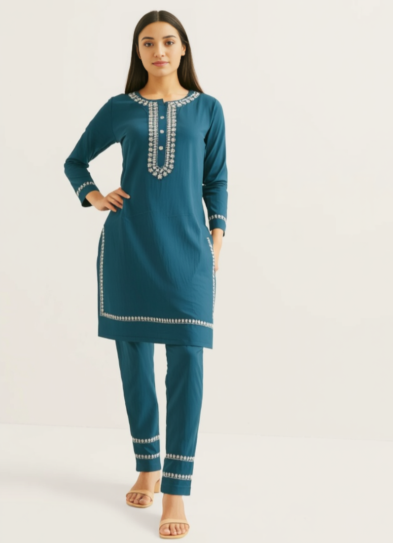 Rama Linen Embroidered Co-ord Set