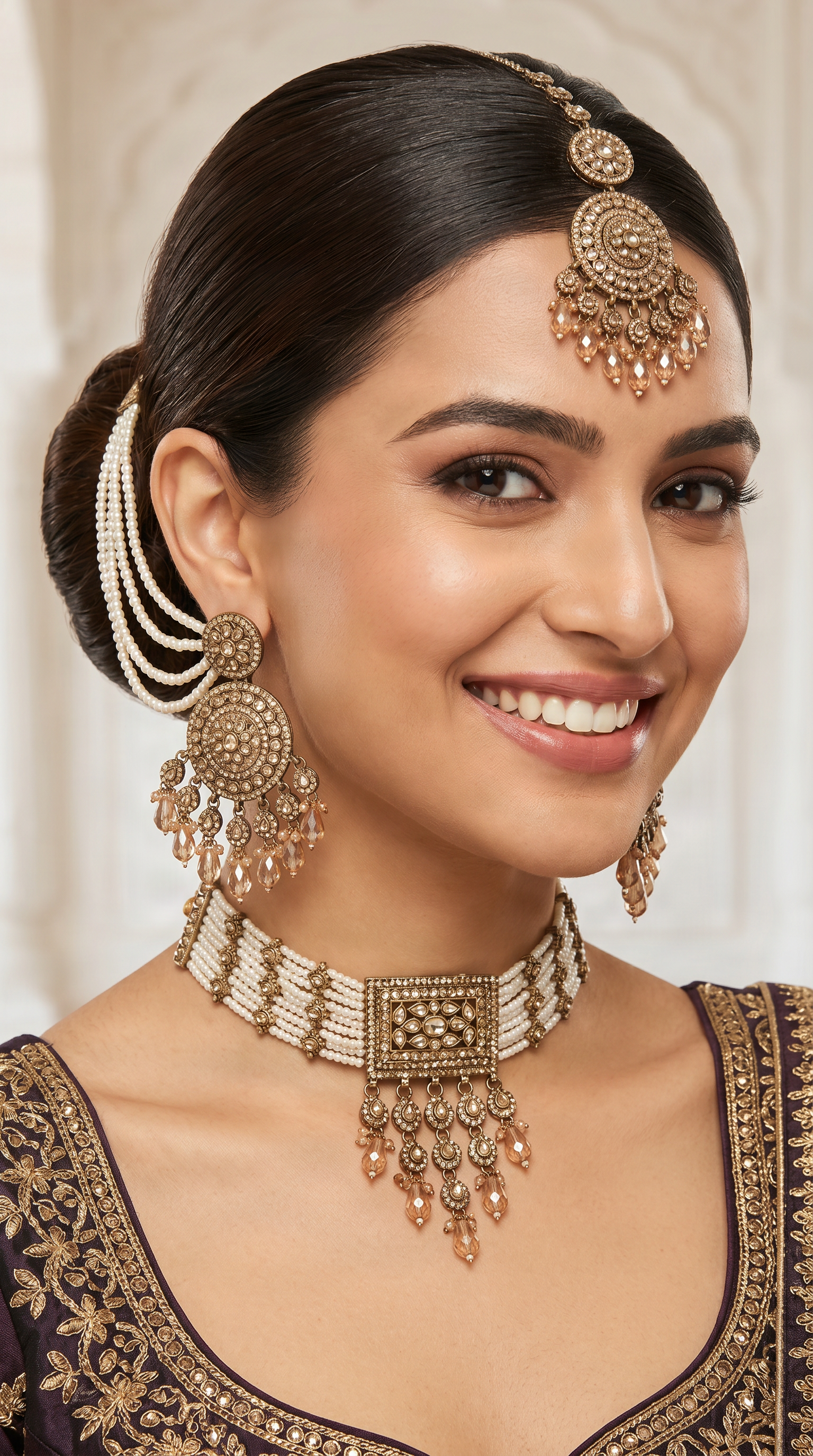 Regal Pearl Topaz Choker Set