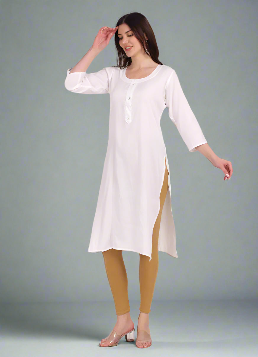 White Rayon Kurta