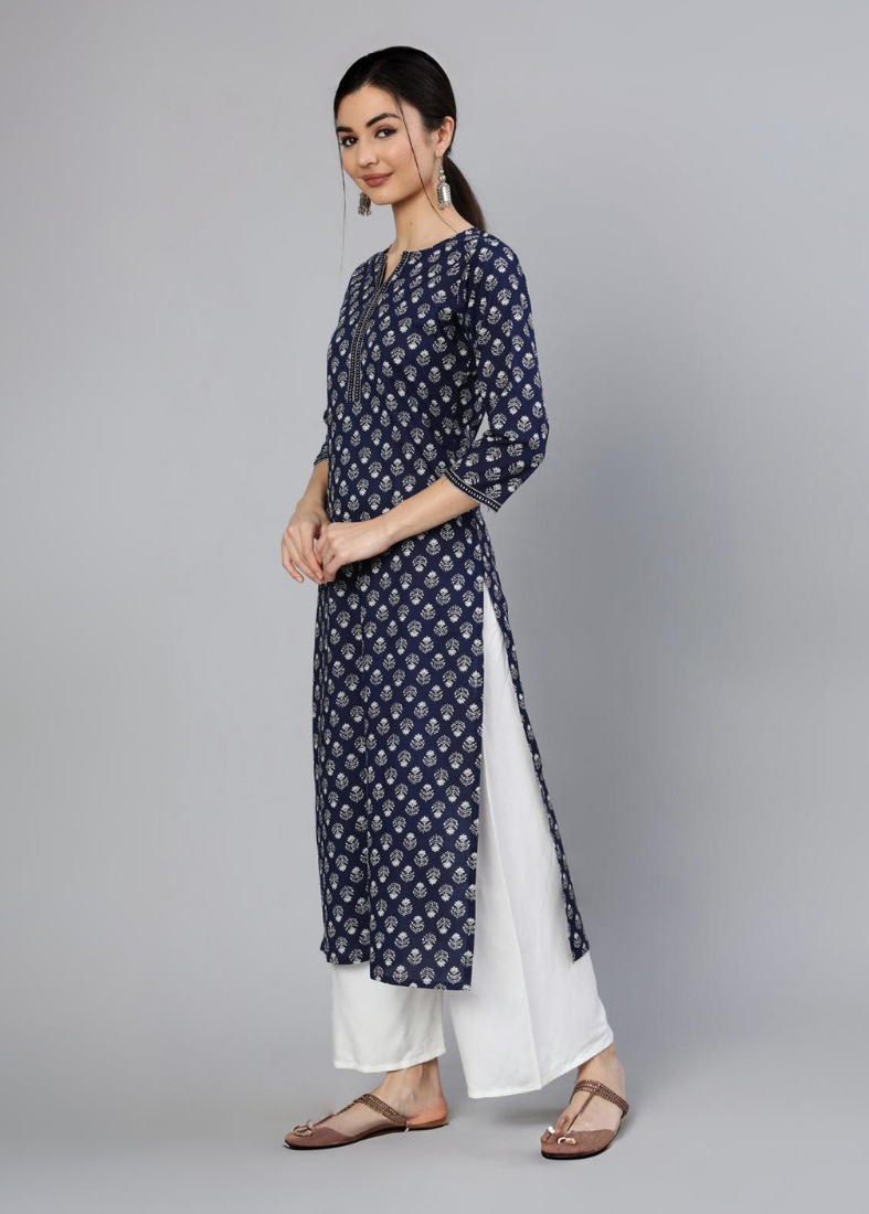 Navy Blue Cotton Kurta