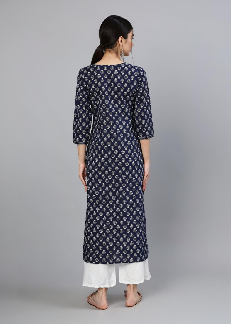 Navy Blue Cotton Kurta
