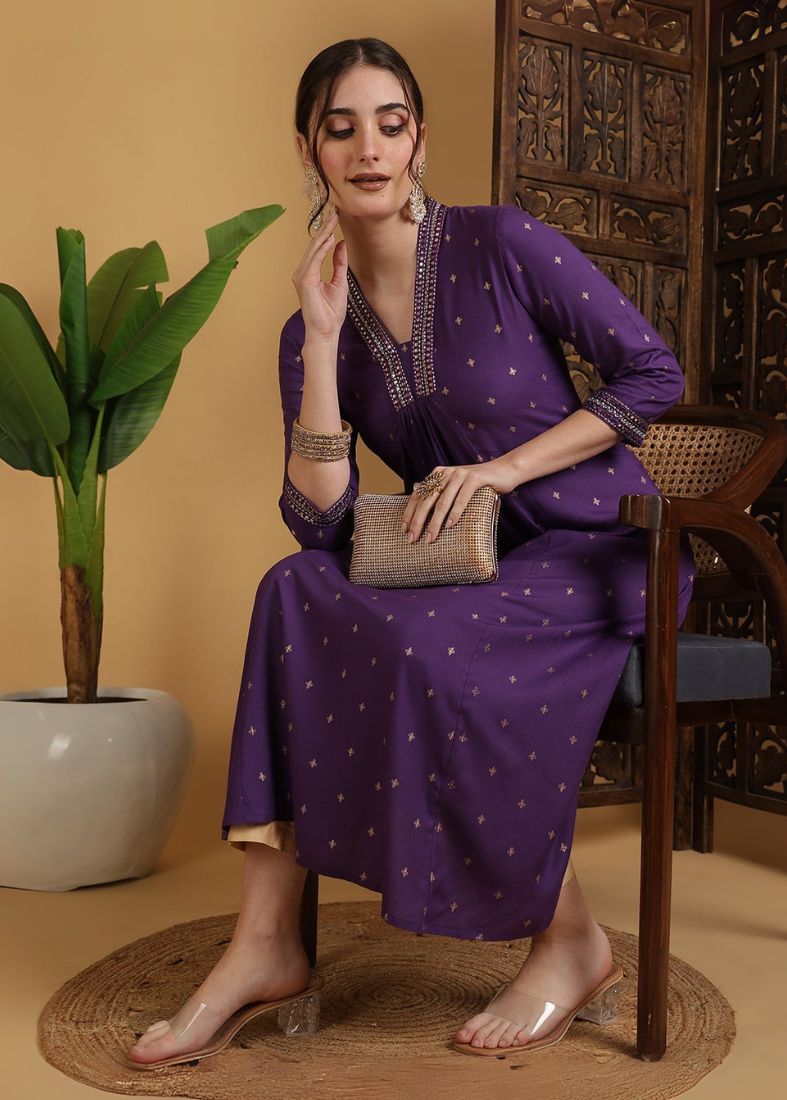 Purple A-line Kurti