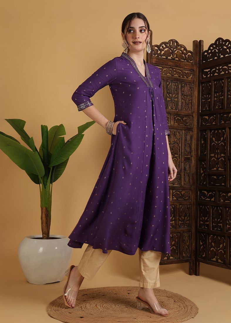 Purple A-line Kurti