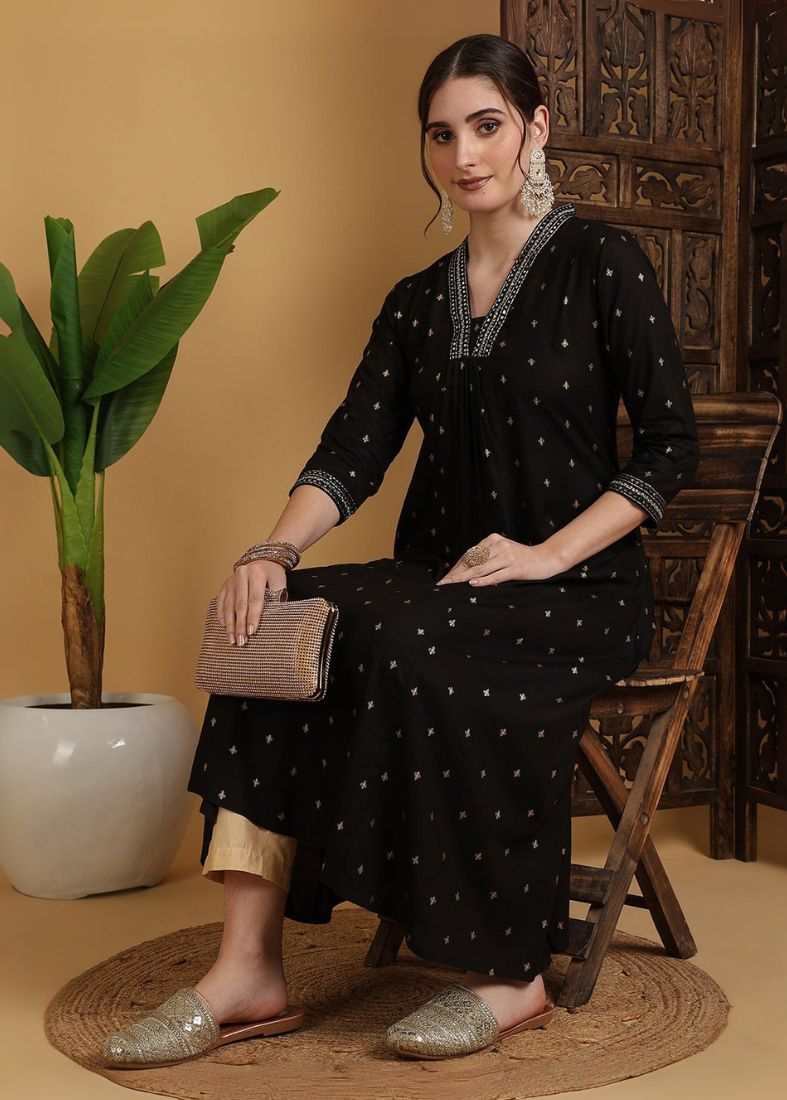 Black A-line Kurti