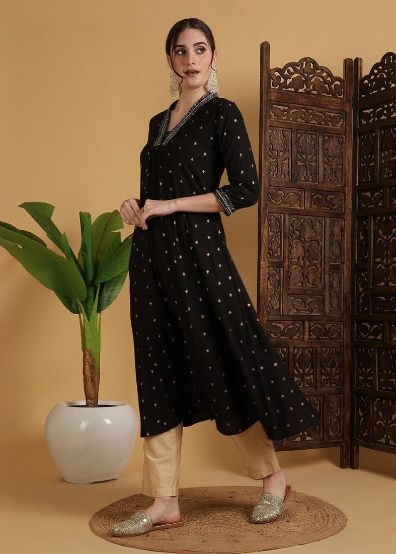 Black A-line Kurti