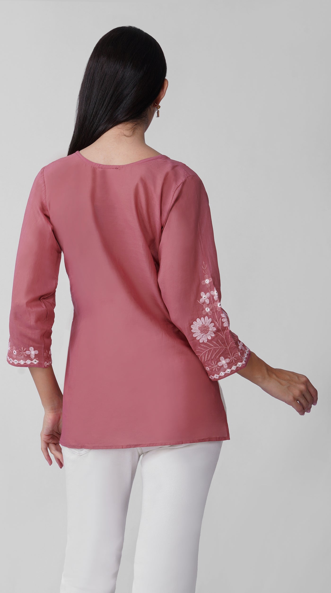 Pink Chikankari Cotton Kurti
