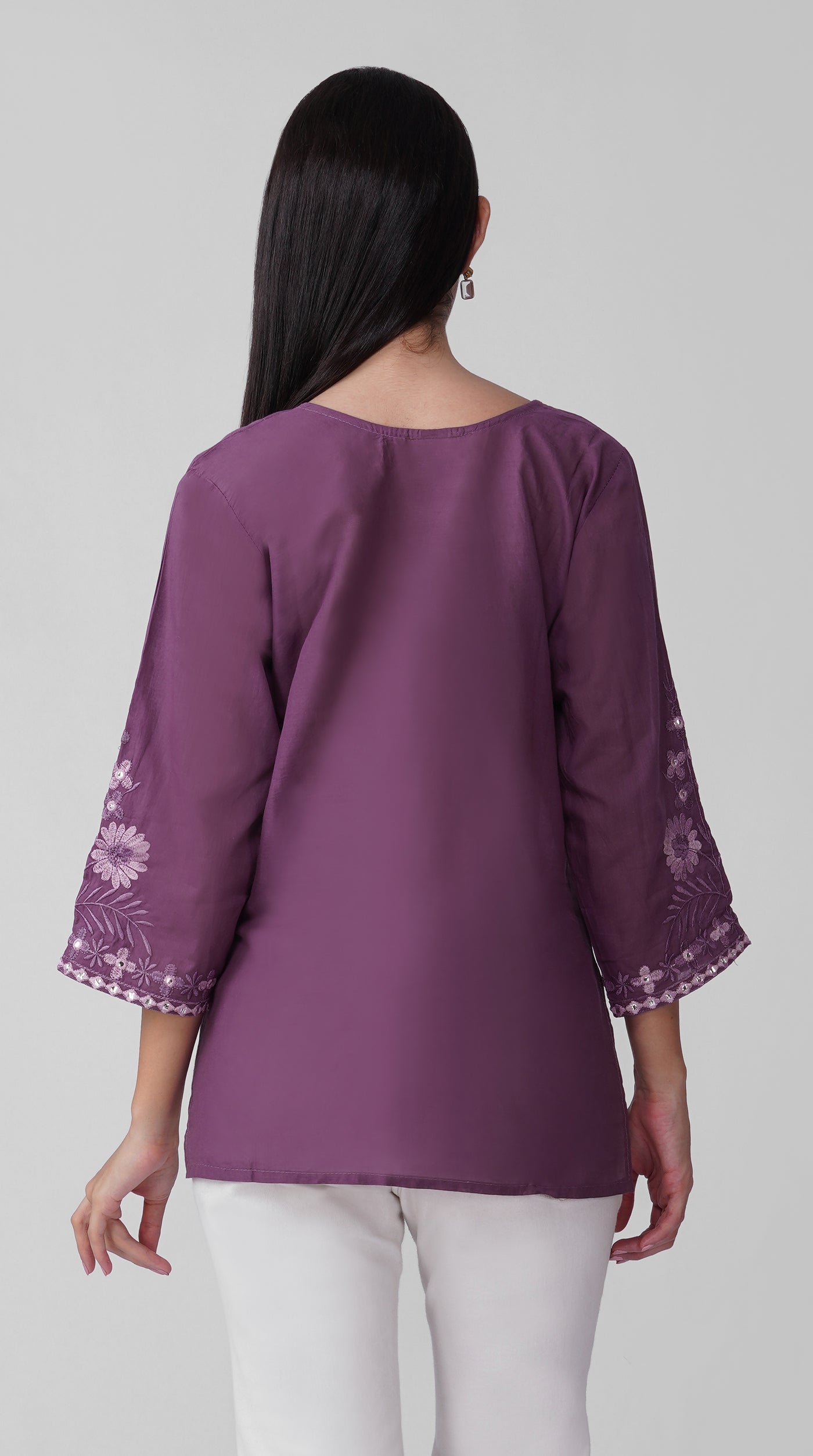Purple Chikankari Cotton Kurti