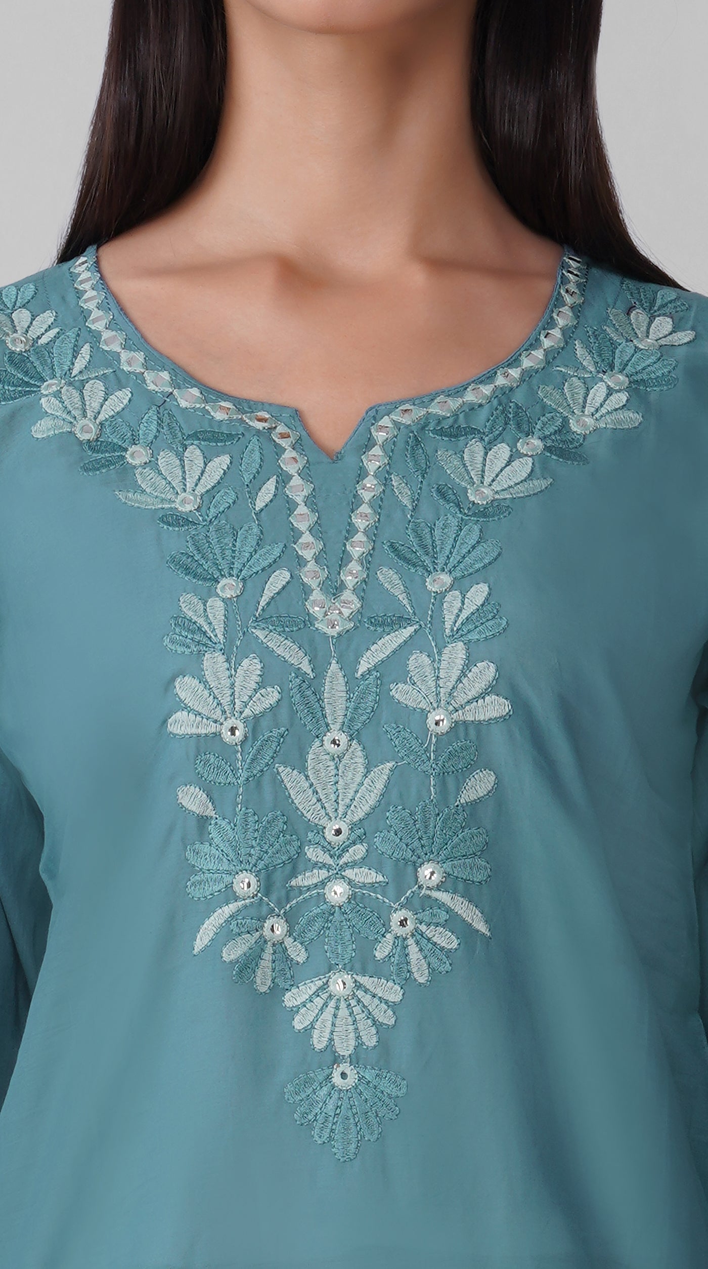Blue Chikankari Cotton Kurti