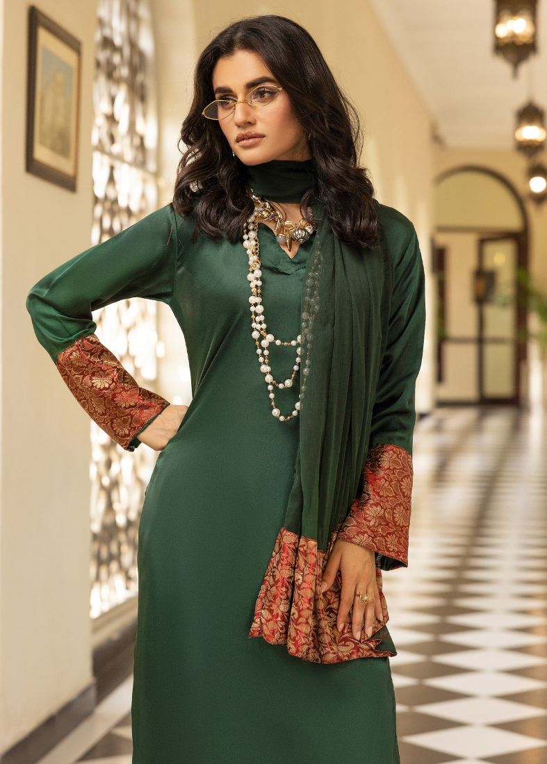Dark Green Farshi Salwar Suit Set