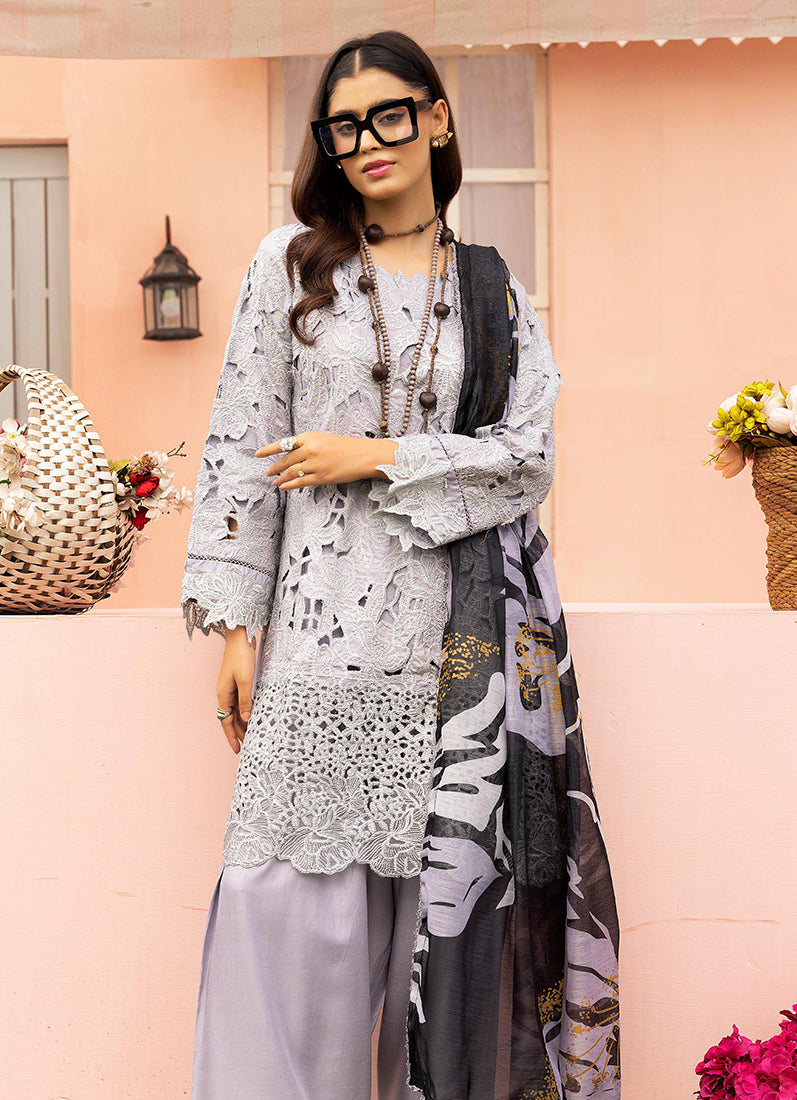 Grey Cutwork Suit Set