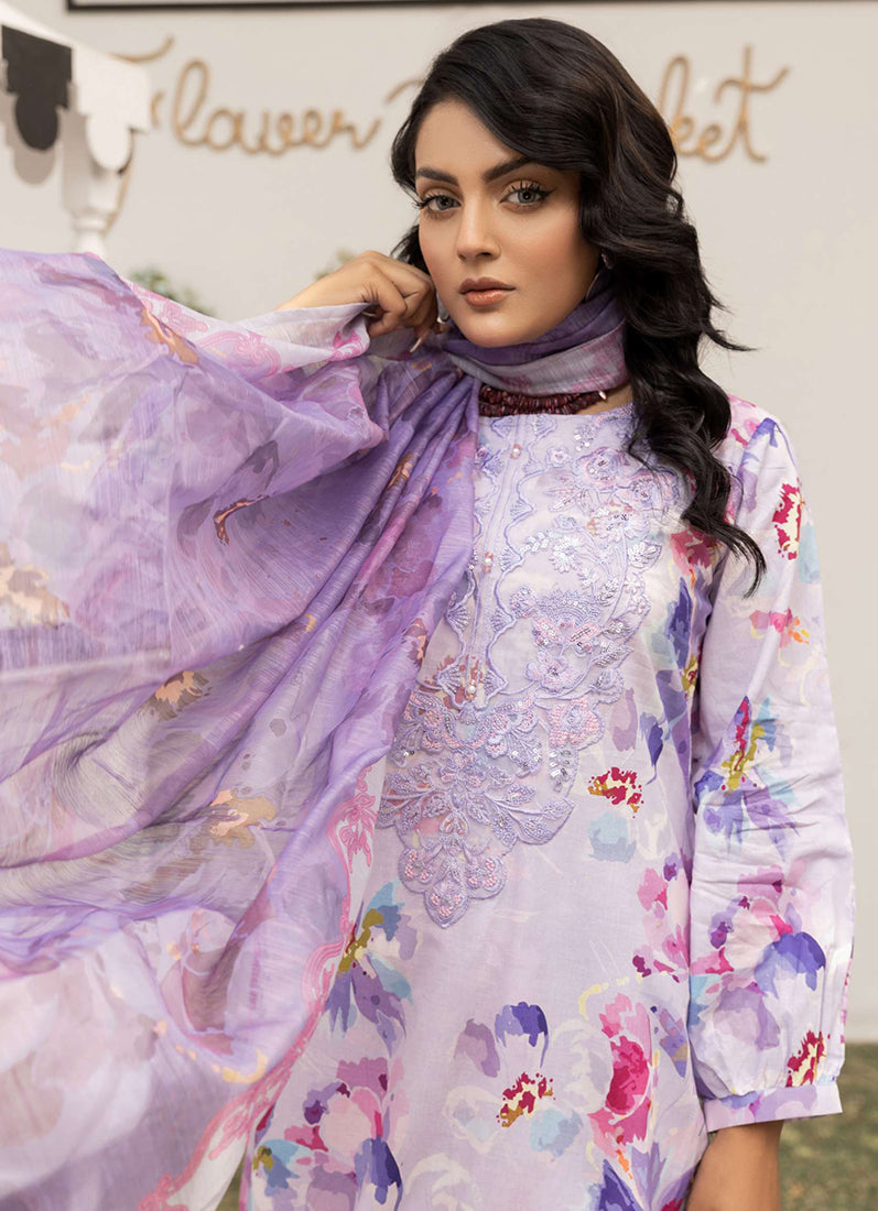 Lavendar Digital Printed Lawn Suit Set