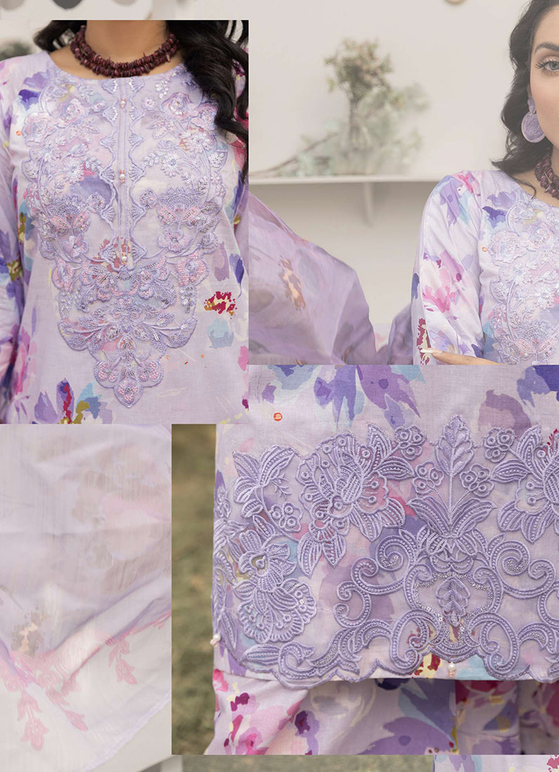 Lavendar Digital Printed Lawn Suit Set