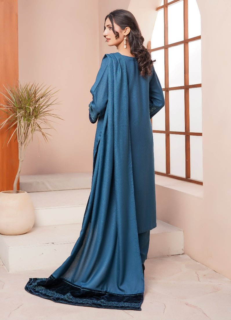 Stylish Blue Dhanak Suit Set