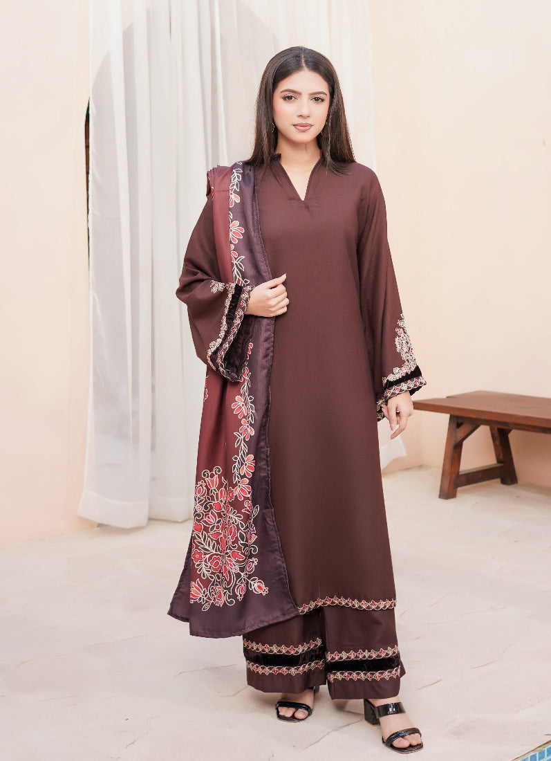 Elegant Brown Dhanak Suit Set