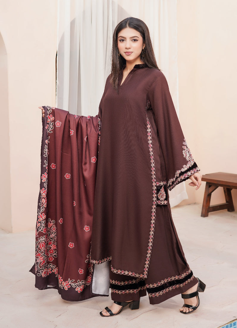 Elegant Brown Dhanak Suit Set