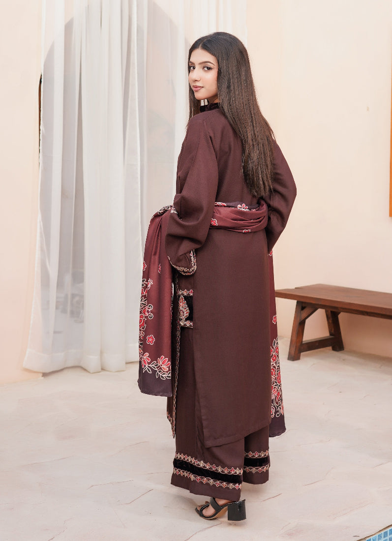 Elegant Brown Dhanak Suit Set