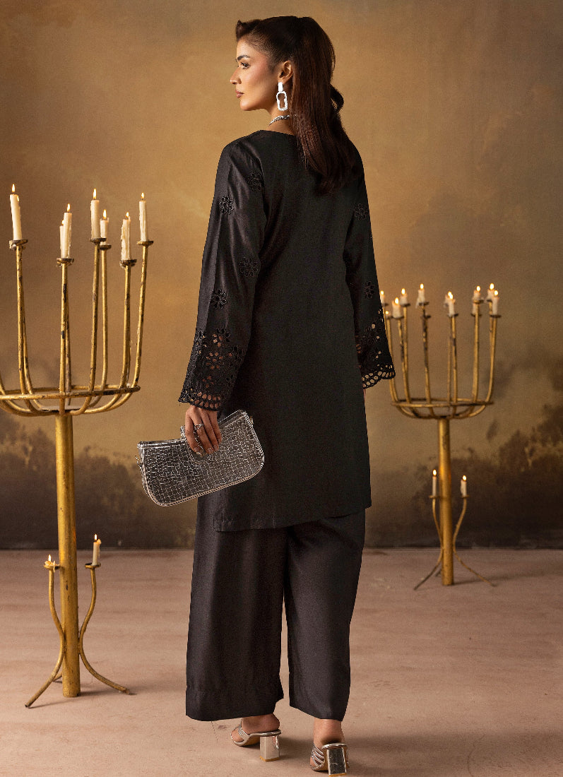 Beautiful Black Linen Chikankari Co-Ord Set for Women