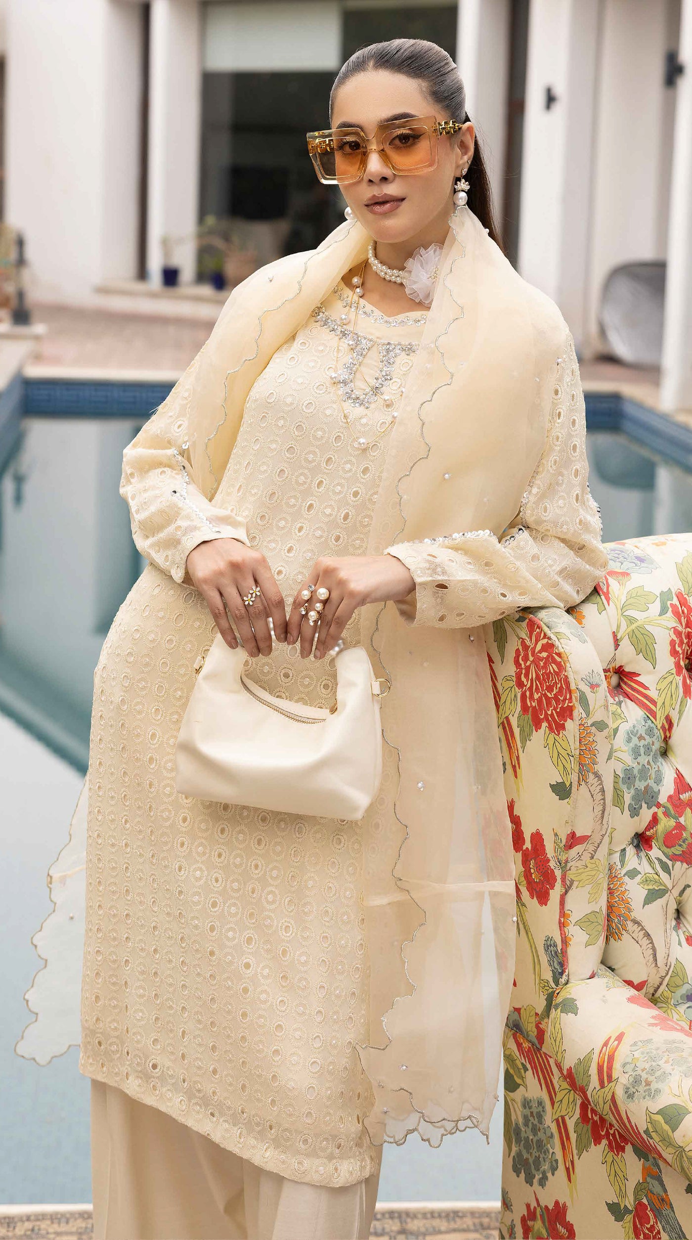 Ivory Noor Chikankari Farshi Suit Set