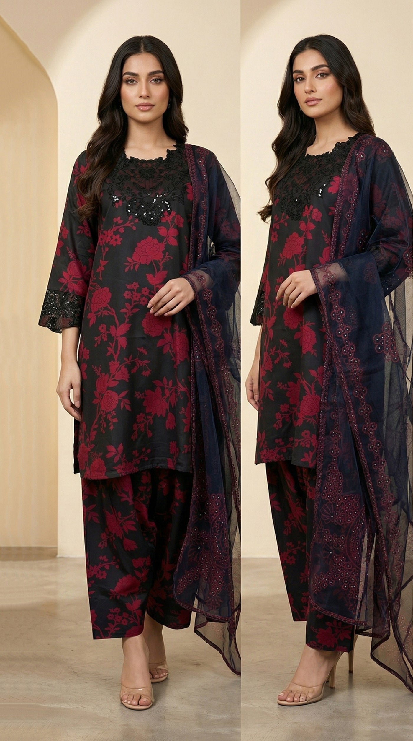 Black Farshi Salwar Suit with Digital Print