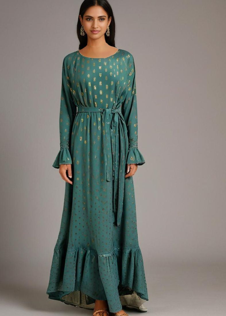 Green Chic Maxi Dress with Belt