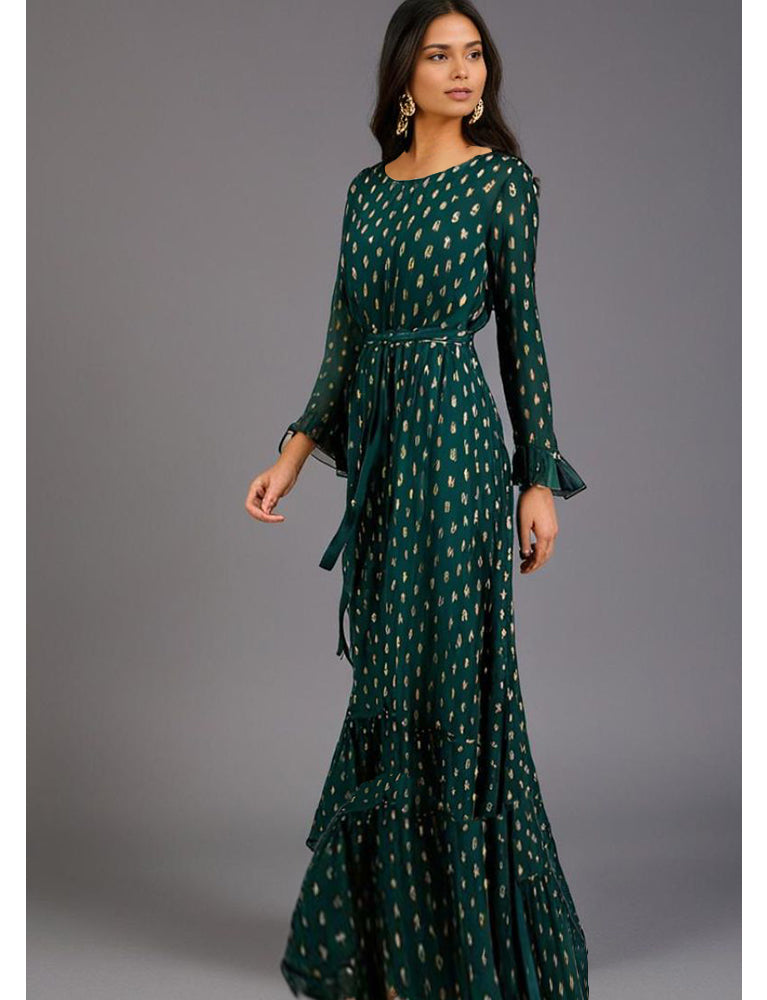Dark Green  Chic Maxi Dress with Belt