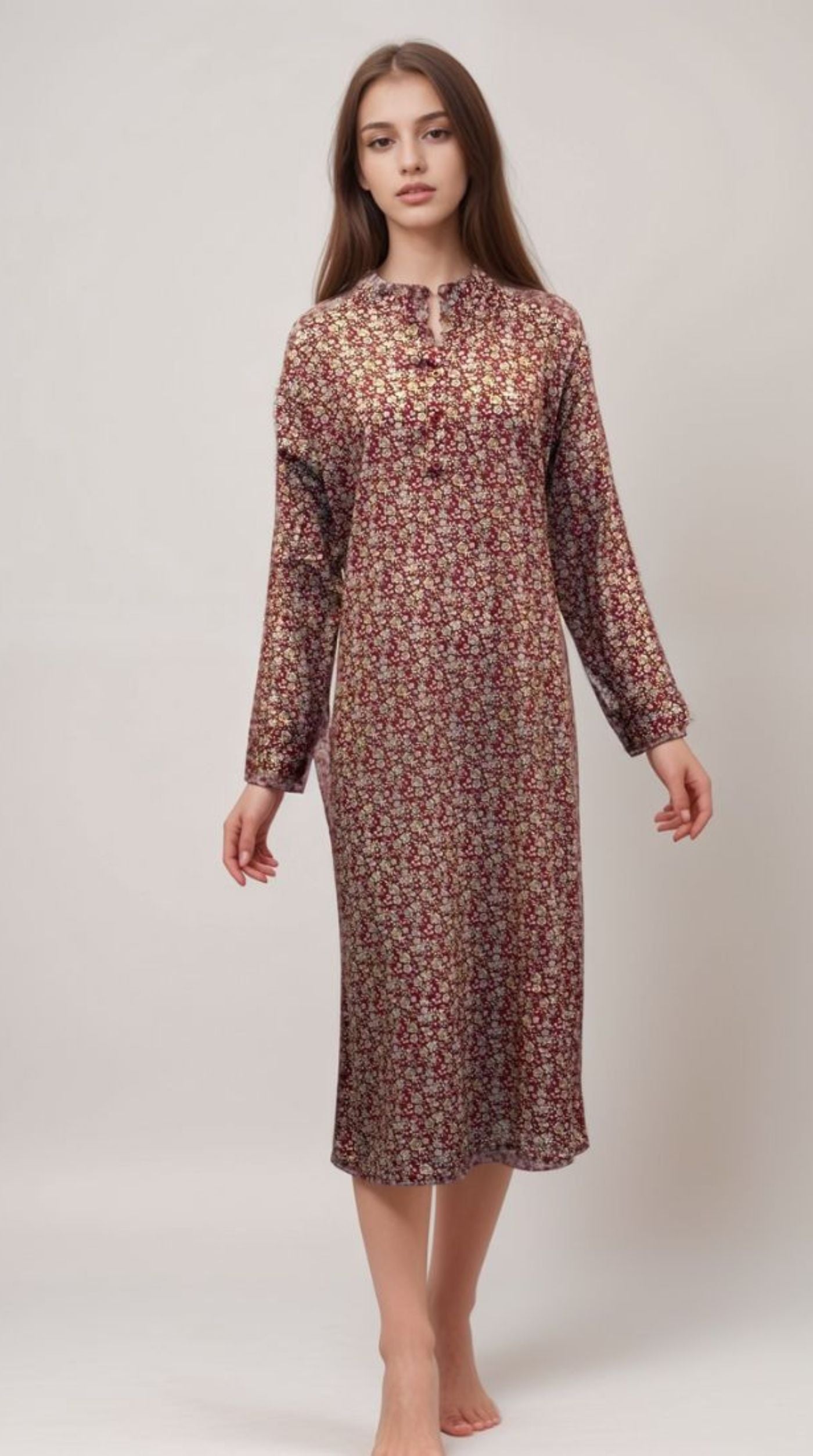 Red  Shirt Style Printed Dress