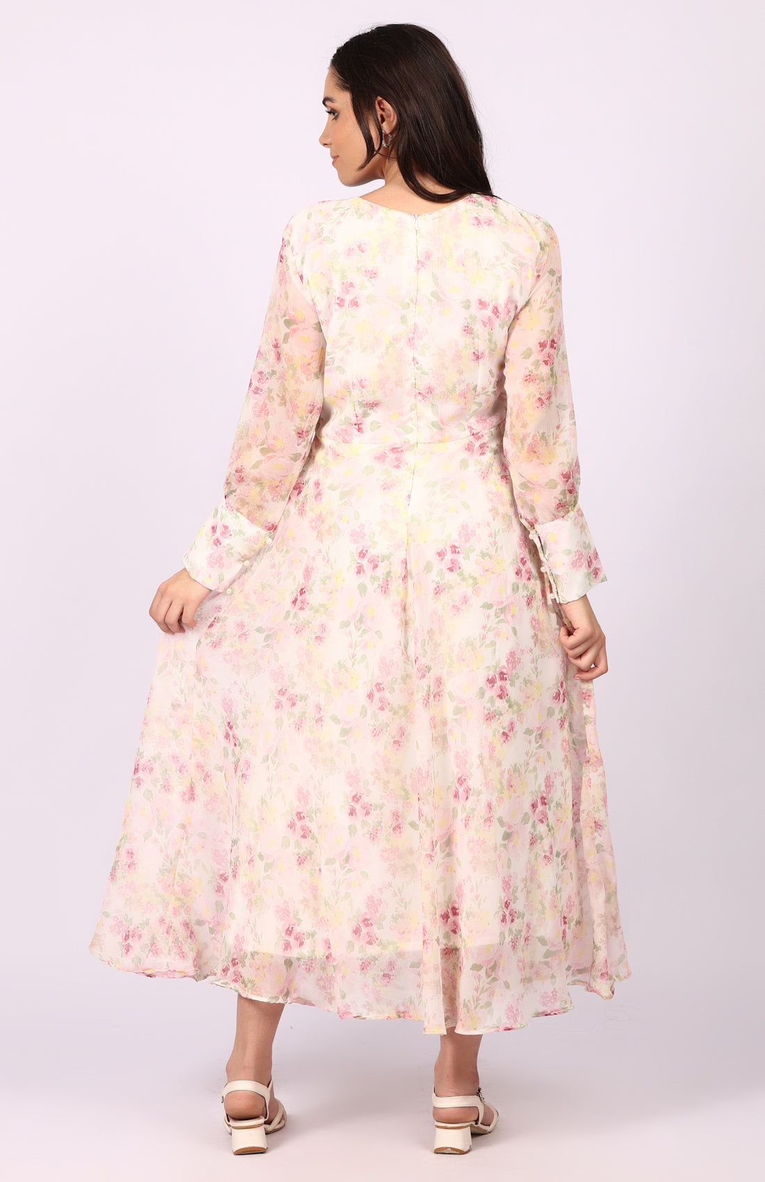 Ivory Chiffion Bias Cut Dress