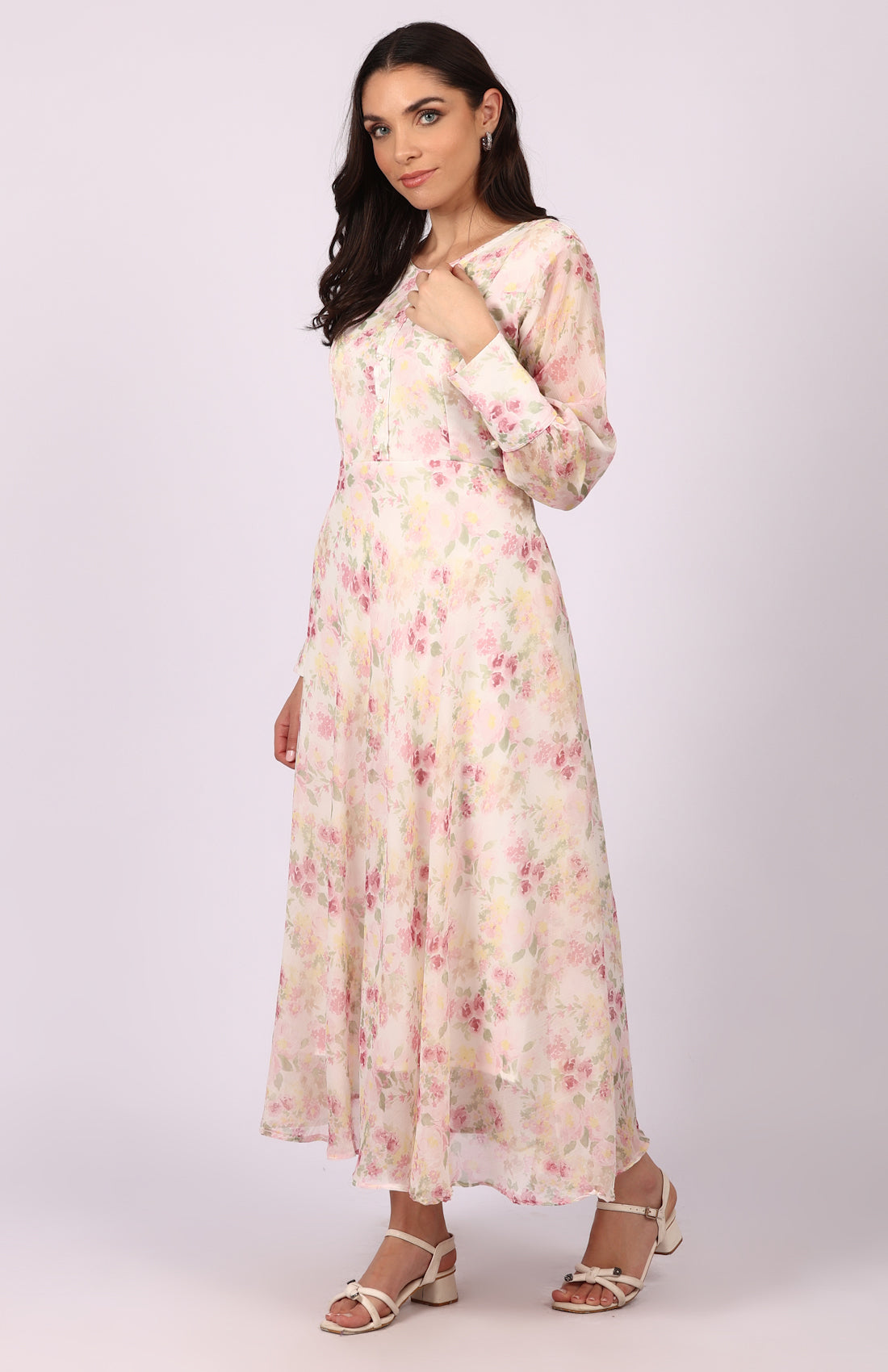 Ivory Chiffion Bias Cut Dress