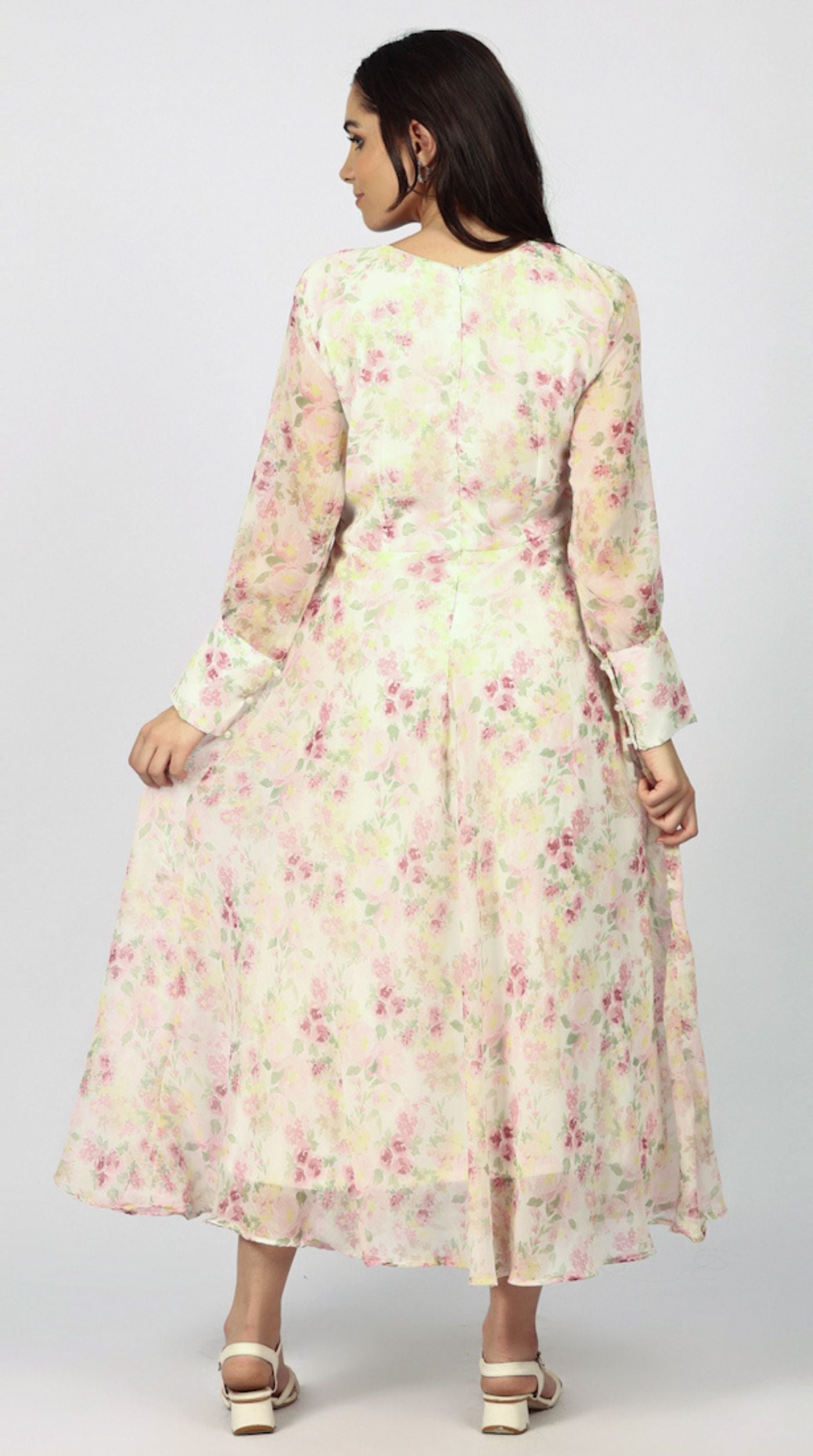 Ivory Chiffion Bias Cut Dress