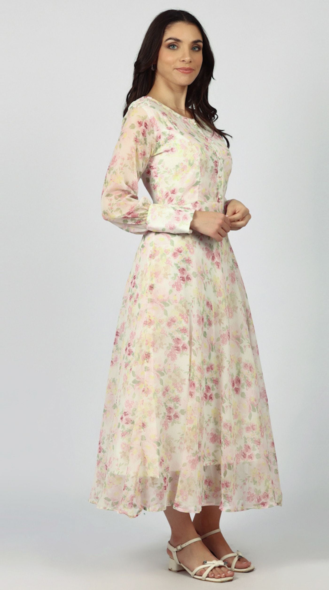 Ivory Chiffion Bias Cut Dress