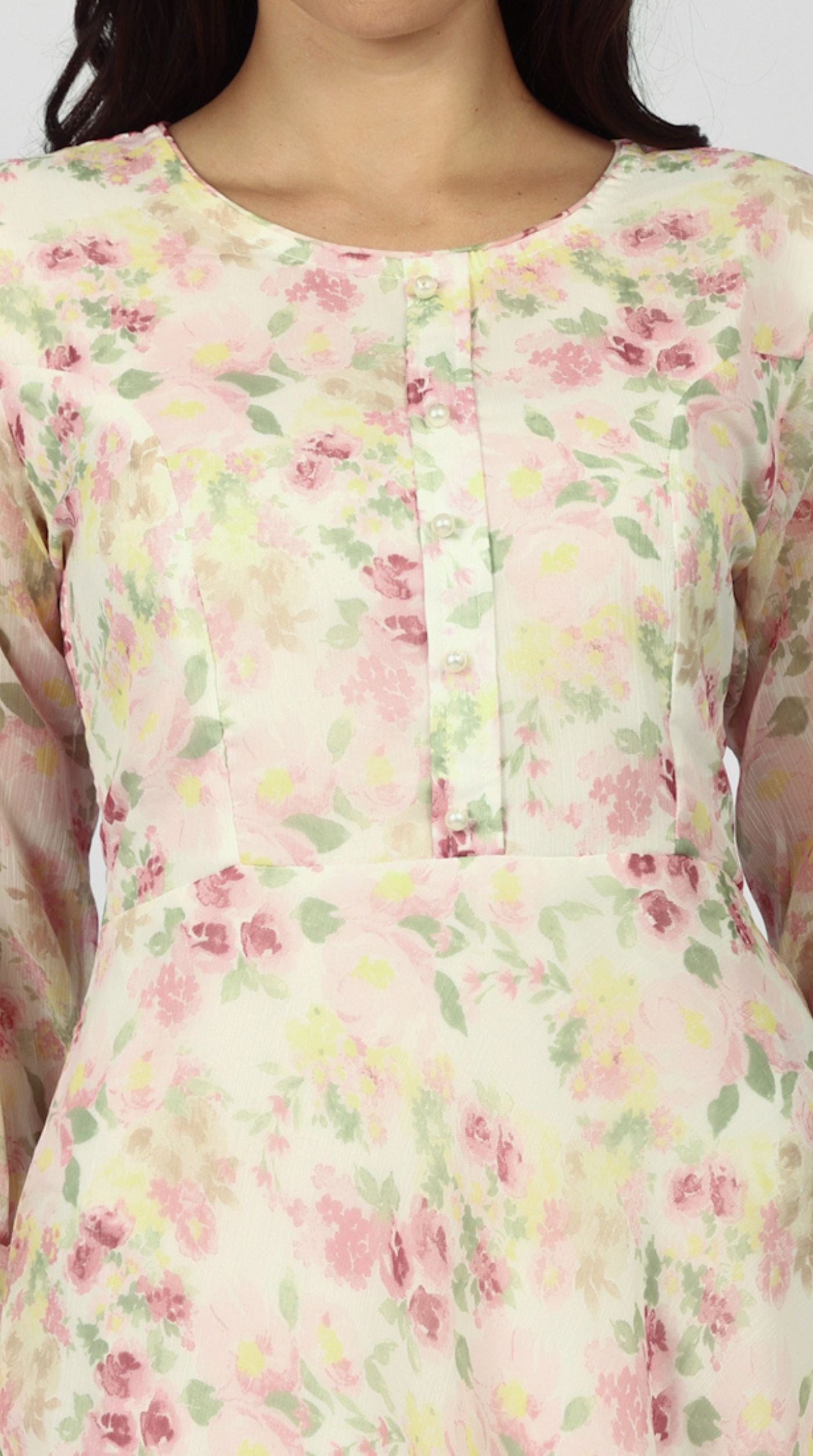 Ivory Chiffion Bias Cut Dress