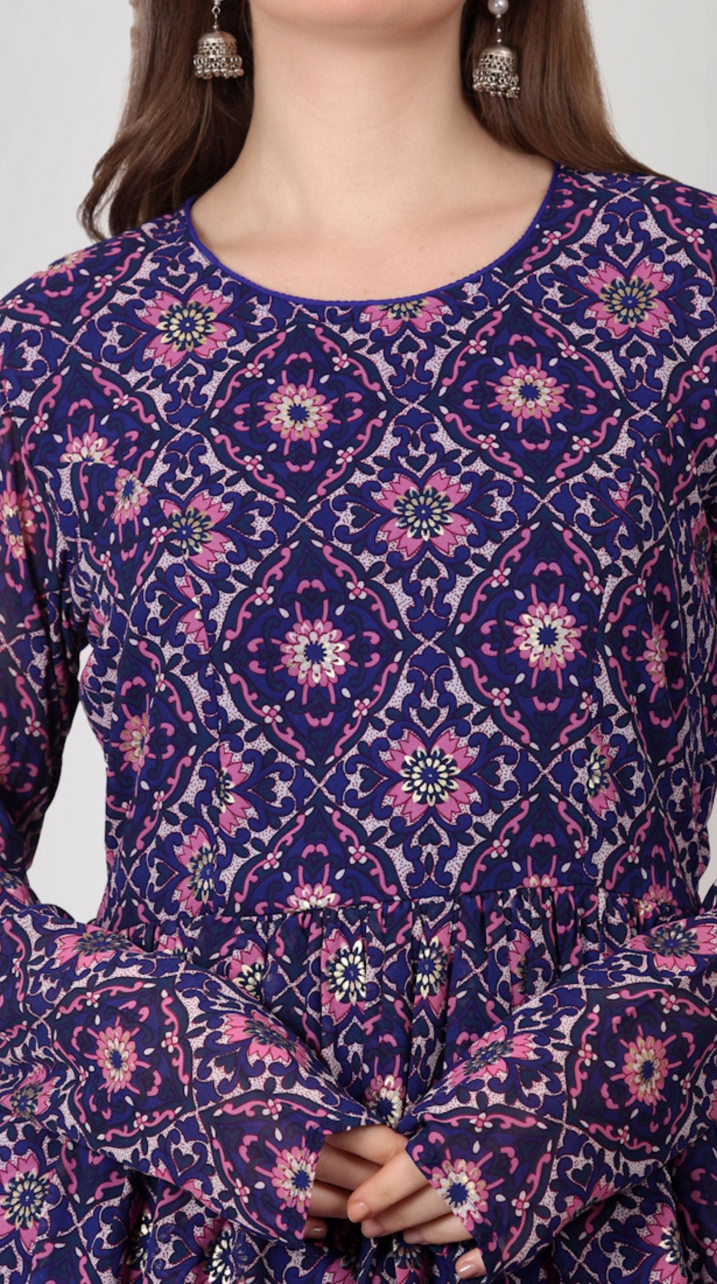 Purple Georgette Peplum Style Lehenga Set