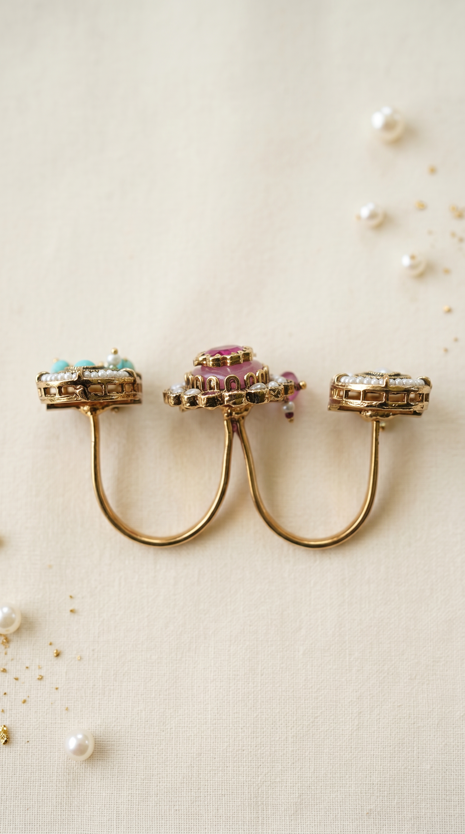 Trending Kashmiri Dusky Pink Ring Set