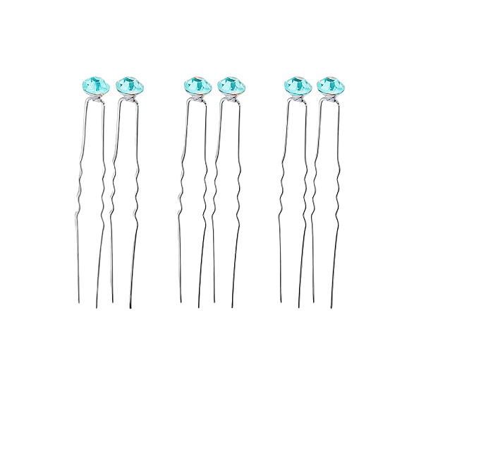 Turquoise Diamonte Bun Pins