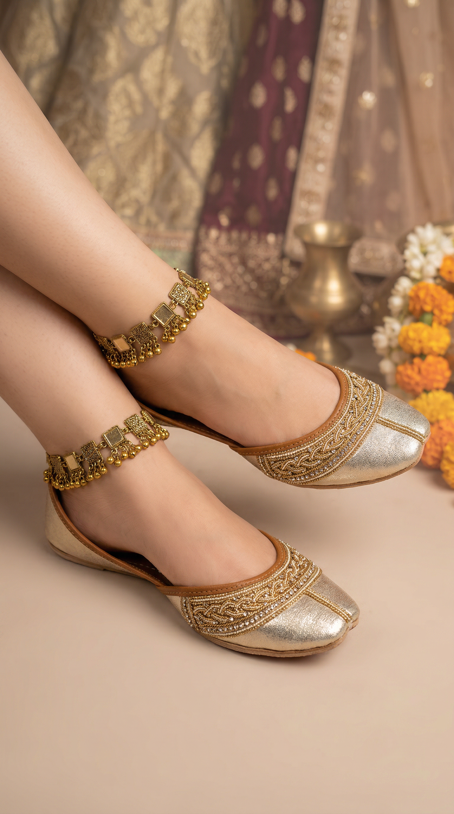 Luxury Gold Diamonte Shoes